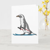 Pinguin Skifahrer Ski Karte (Gelbe Blume)