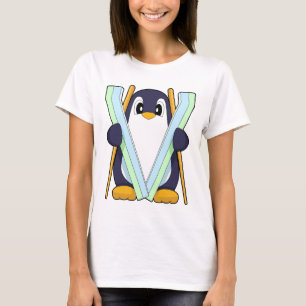Pinguin Skifahrer Ski Wintersport T-Shirt
