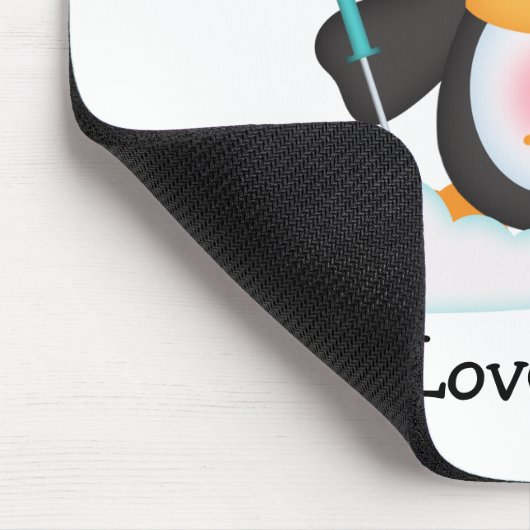 Pinguin Skiing Mousepad (Ecke)