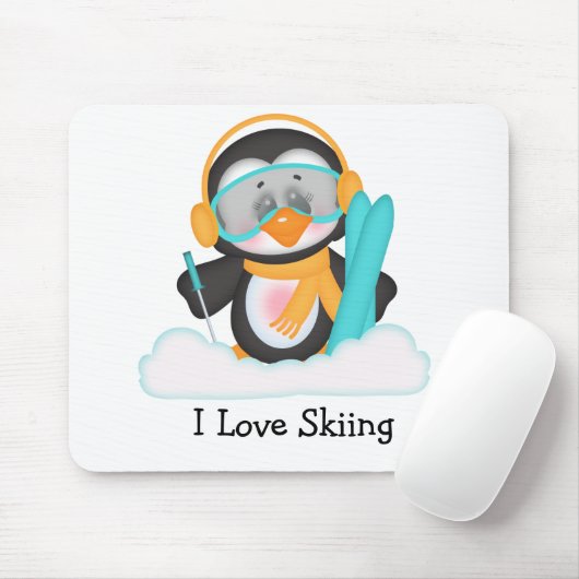 Pinguin Skiing Mousepad (Mit Mouse)