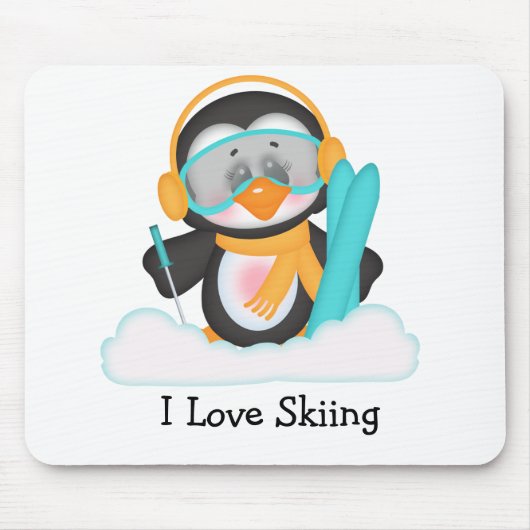 Pinguin Skiing Mousepad (Vorne)