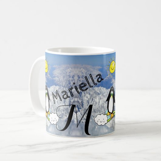 Pinguin Skiing Sun Tasse (Vorderseite Links)