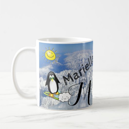 Pinguin Skiing Sun Tasse (Links)