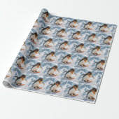 Pinguin Snowboarden Bergab Geschenkpapier (Ungerollt)