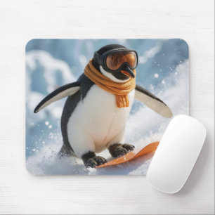 Pinguin Snowboarden bergab Mousepad