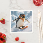 Pinguin Snowboarden bergab Serviette (Beispiel)