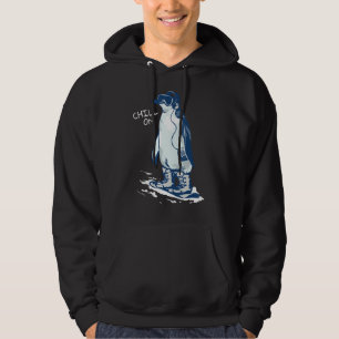 Pinguin Snowboarden hören Musik und Kill Hoodie