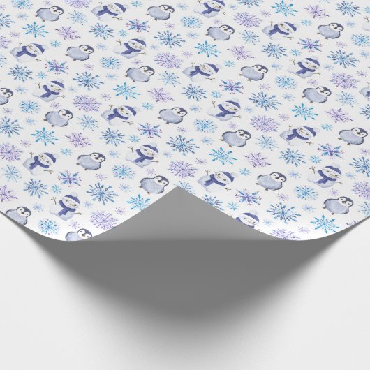 Pinguin Snowflake Weihnachtswrapper Geschenkpapier (Ecke)