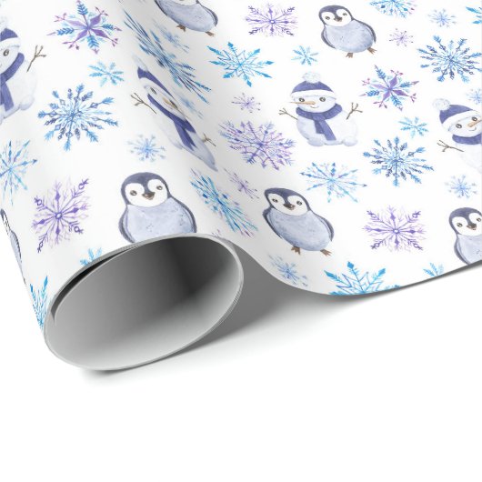 Pinguin Snowflake Weihnachtswrapper Geschenkpapier (Rolleneckpunkt)