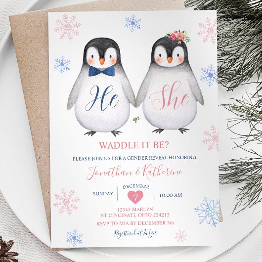 Pinguin Snowflake, wenn er oder sie Geschlecht off Einladung