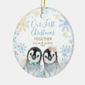 Pinguin Snowflakes - Unsere ersten Weihnachten gem Keramik Ornament (Links)