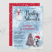 Pinguin | Snowman Winter Boy Babydusche Einladung (Vorne/Hinten)