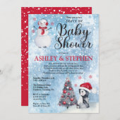 Pinguin | Snowman Winter Drive By Boy Baby Shooter Einladung (Vorne/Hinten)