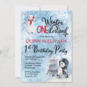 Pinguin | Snowman Winter ONEderland 1. Geburtstag Einladung (Vorderseite)