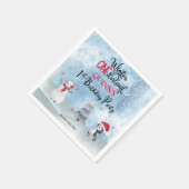 Pinguin | Snowman Winter ONEderland 1. Geburtstag Serviette (Ecke)