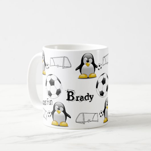 Pinguin Soccer Ball Fun Tasse (Vorderseite Links)