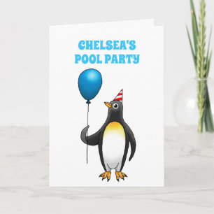 Pinguin Sommerpoolparty Geburtstag Einladung