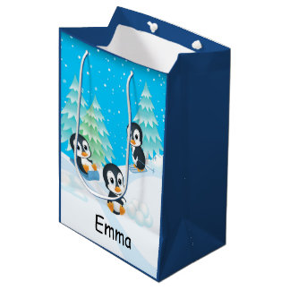 Pinguin-Spaß-Weihnachtsgeschenk-Tasche Mittlere Geschenktüte