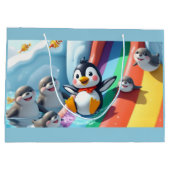 Pinguin spielt auf einer Rutsche Große Geschenktüte (Rückseite)