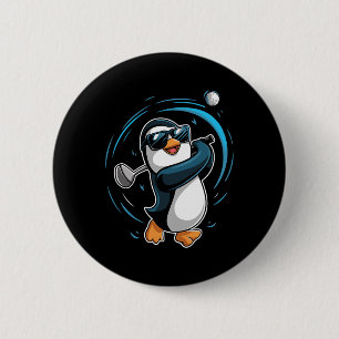 Pinguin spielt Golf Sport Tier Süßer Pinguin Golf Button