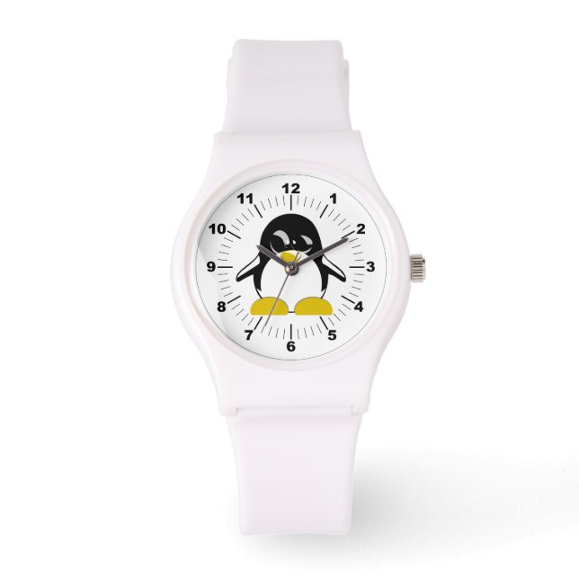 Pinguin Sporty White Silicon Watch Pinguin Armbanduhr (Vorderseite)