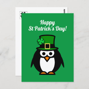 Pinguin St. Patrick's Day Postkarte
