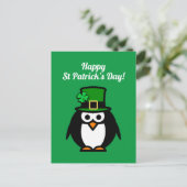 Pinguin St. Patrick's Day Postkarte (Stehend Vorderseite)