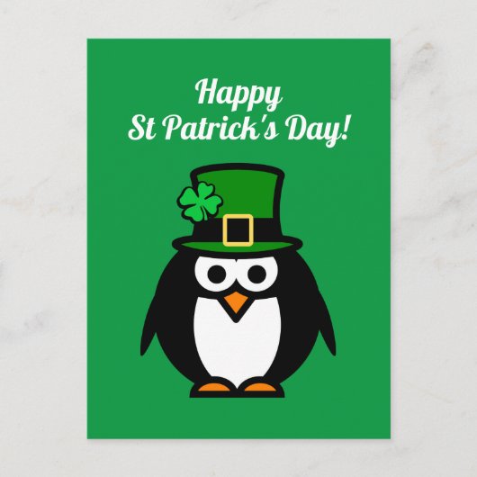 Pinguin St. Patrick's Day Postkarte (Vorderseite)