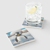 Pinguin Steinuntersetzer (Seitenansicht)