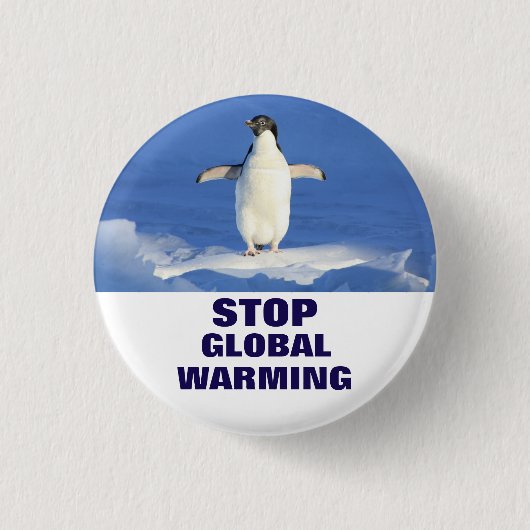 Pinguin stoppt die globale Erwärmung Button (Vorderseite)