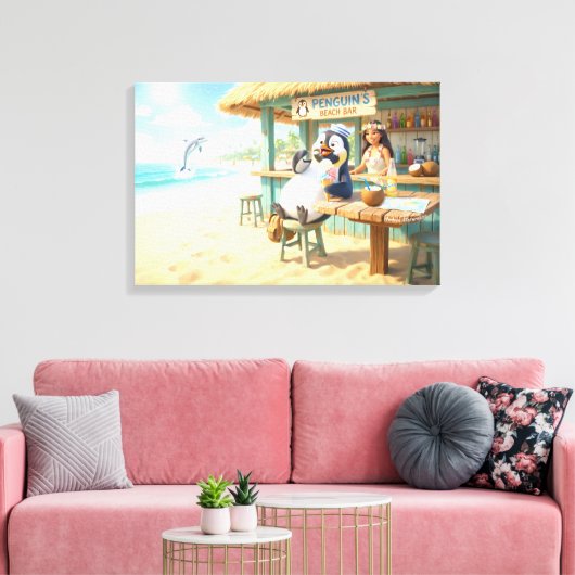 Pinguin-Strandbar Leinwanddruck (Insitu (Wohnzimmer))
