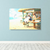 Pinguin-Strandbar Leinwanddruck (Insitu (Holzboden))