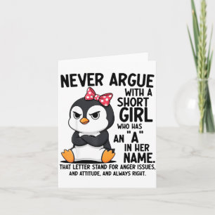 Pinguin streitet nie mit einem kurzen Mädchen name Karte