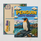 Pinguin Südgeorgien Modern KlayKoo Postkarte (Vorne/Hinten)