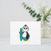 Pinguin-Surfbrett mit Sonnenbrille Postkarte (Stehend Vorderseite)