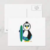Pinguin-Surfbrett mit Sonnenbrille Postkarte (Vorne/Hinten)