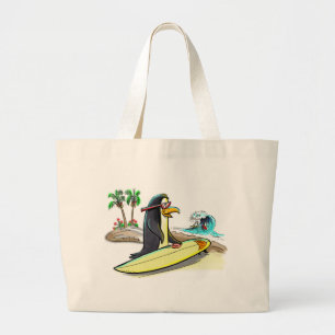 Pinguin-Surfer Jumbo Stoffbeutel