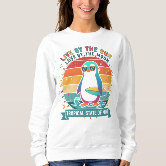 Pinguin-Surfer-Langarmshirt Sweatshirt (Vorderseite)