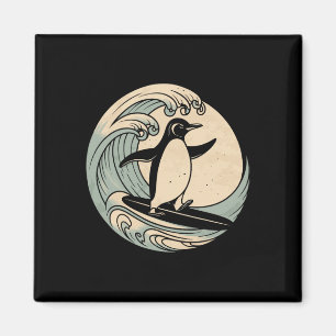 Pinguin surft auf Surfbrett Magnet