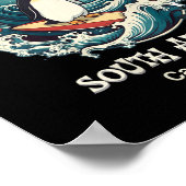 Pinguin surft Wellen Südafrika Cape Cod Surft Poster (Ecke)