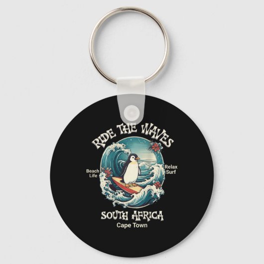Pinguin surft Wellen Südafrika Cape Cod Surft  Schlüsselanhänger (Vorderseite)
