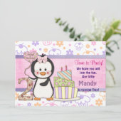 Pinguin-Süsse - Girl Second Einladung (Stehend Vorderseite)