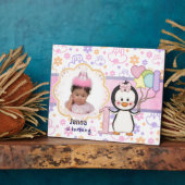 Pinguin-Süsse - Mädchen zum ersten Geburtstag Fotoplatte (Seite)