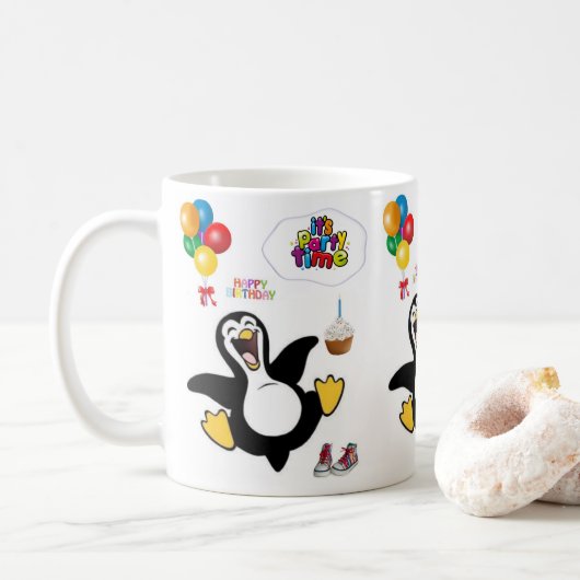 Pinguin Tasse Happy Birthday Tasse (Mit Donut)
