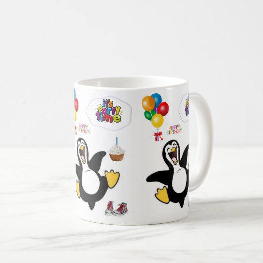 Pinguin Tasse Happy Birthday Tasse (VorderseiteRechts)