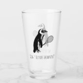Pinguin Tennis Player mit Text Glas (Rückseite)