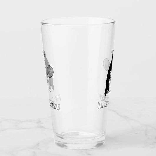 Pinguin Tennis Player mit Text Glas (Rechts)