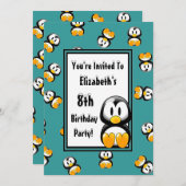 Pinguin-Thema Geburtstagsparty individuell gestalt Einladung (Vorne/Hinten)