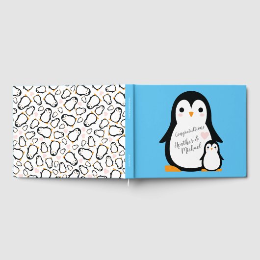 Pinguin Theme Baby Dusche Niedlich Gästebuch (Voll)