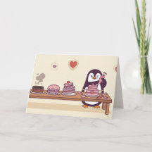 Pinguin-Torten-Dekorateur-Galentin-Valentinskarte